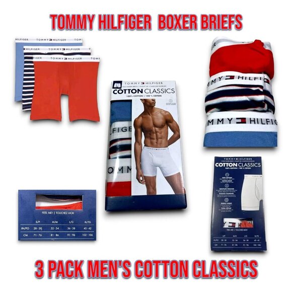 Tommy Hilfiger 3 Pack Men's Cotton Classics Boxer Briefs Size Medium New _A2 - Picture 1 of 11